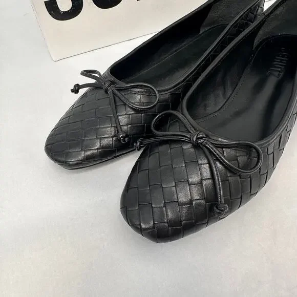 SCHUTZ New in Box Arissa Woven Ballet Square Toe Flat in Black // 6 - Picture 8 of 13